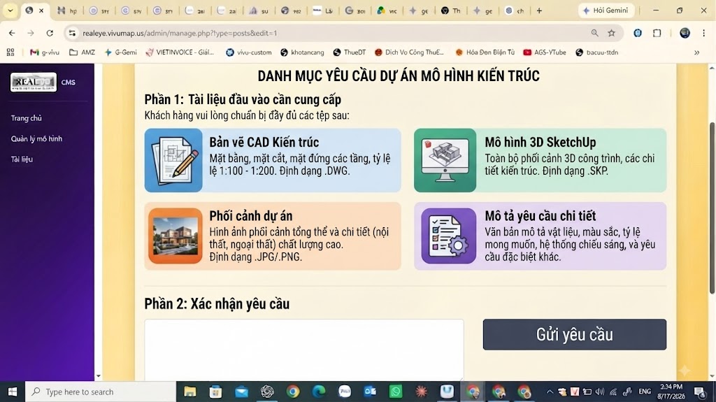 Làm mô hình kiến trúc cần cung cấp những gì?